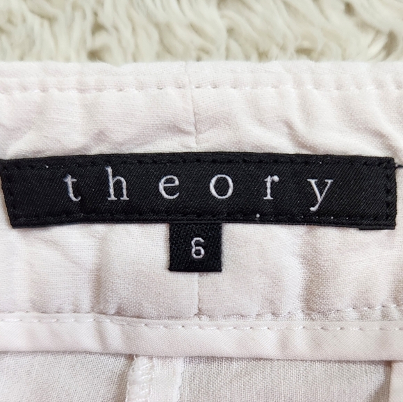 THEORY Linen Blend Slim-Leg Crop/Ankle Pants White Sz 6 | Office Business Boss - Picture 2 of 7